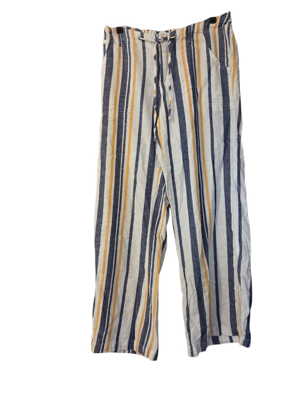 Just Living Striped Linen Cotton Pants Summer Beach Vaca Size Small